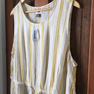 Linen Blend Striped Dress NWT